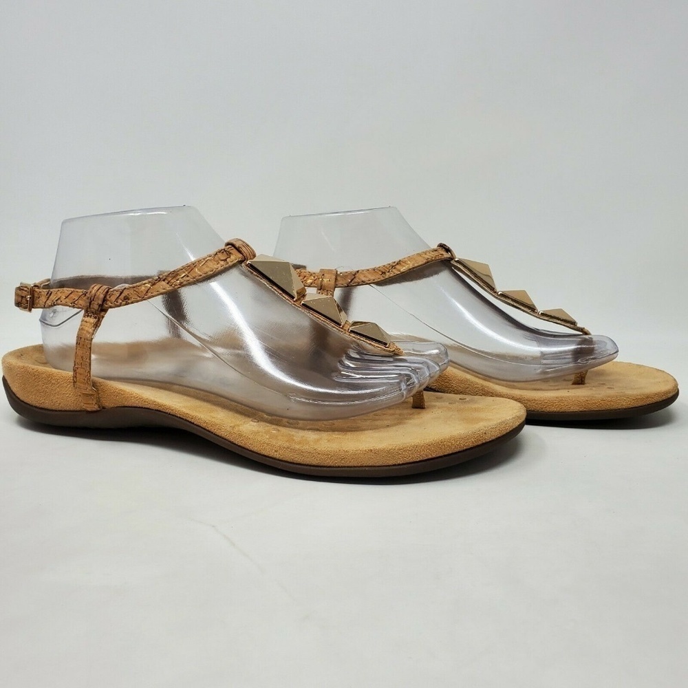 Vionic Orthaheel NALA Cork T-Strap Sandals Sz 10